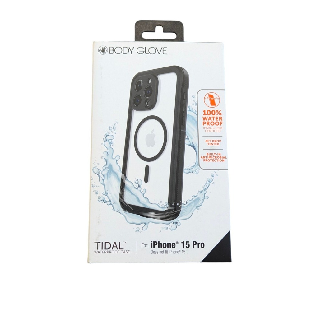 E8. Body Glove Tidal Waterproof MagSafe Case Apple iPhone 15 Pro - Black/Clear
